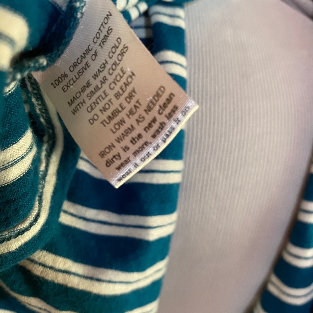 Horny Toad Womens Teal White Striped Organic Cotton Cowl Neck Top Shirt M - Picture 5 of 7